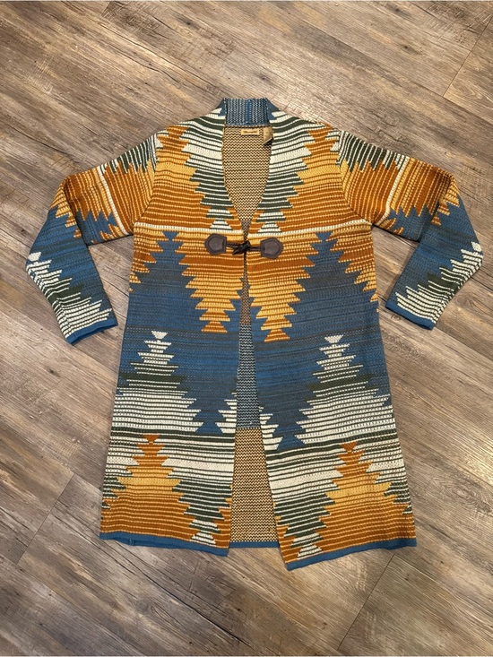 Wrangler Sweaters - Wrangler Aspen Aztec Toggle Duster Cardigan Sweater Southwestern Knit Boho Sz Lg
